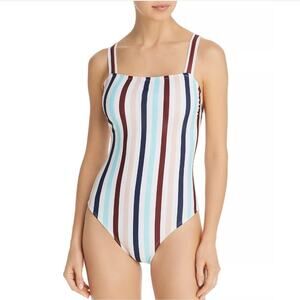 Shoshanna Women Multicolor Striped Beach Cross Back One Piece Swimsuit Size US 6